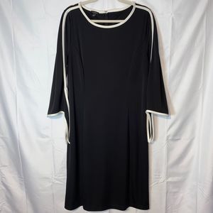 Talbots midi black dress white accents
